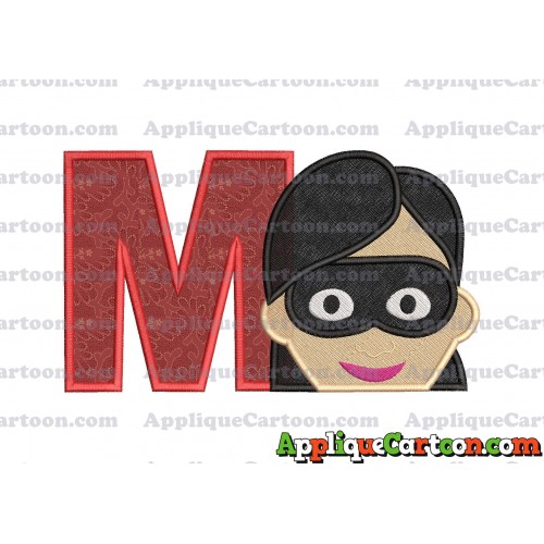Violet Parr Incredibles Head Applique Embroidery Design (2) With Alphabet M