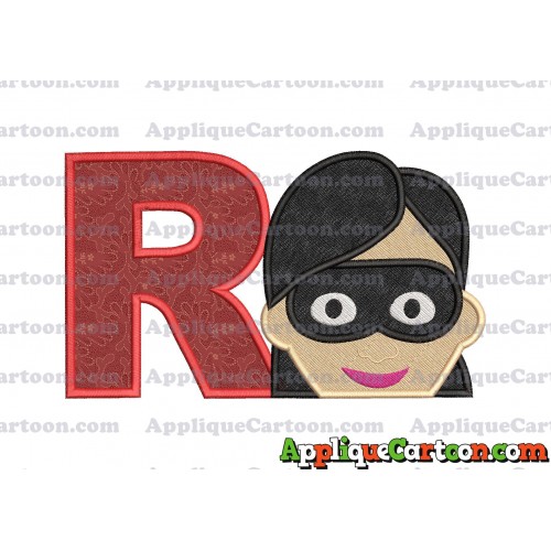 Violet Parr Incredibles Head Applique Embroidery Design (2) With Alphabet R