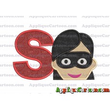 Violet Parr Incredibles Head Applique Embroidery Design (2) With Alphabet S