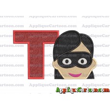 Violet Parr Incredibles Head Applique Embroidery Design (2) With Alphabet T
