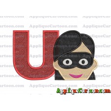 Violet Parr Incredibles Head Applique Embroidery Design (2) With Alphabet U