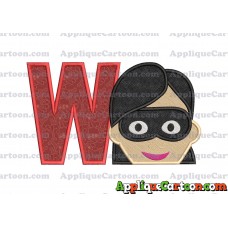 Violet Parr Incredibles Head Applique Embroidery Design (2) With Alphabet W