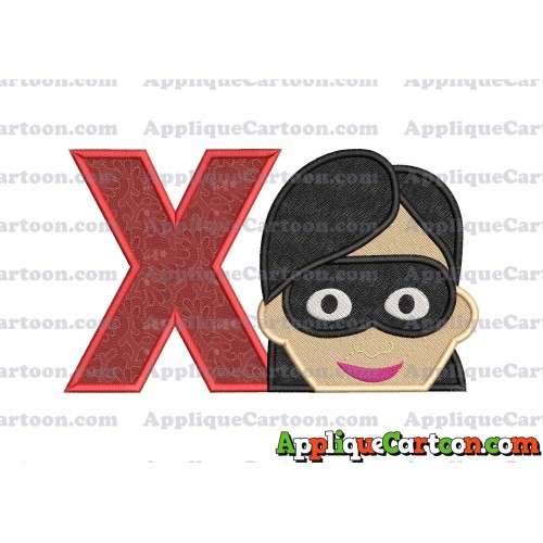 Violet Parr Incredibles Head Applique Embroidery Design (2) With Alphabet X