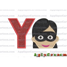 Violet Parr Incredibles Head Applique Embroidery Design (2) With Alphabet Y