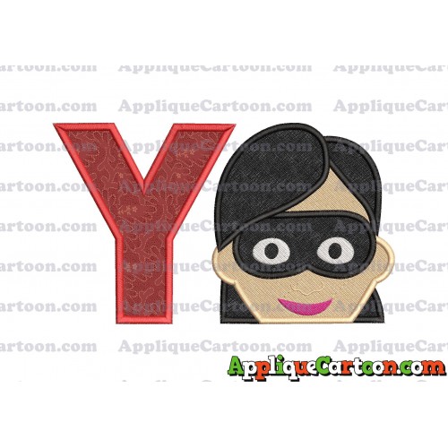 Violet Parr Incredibles Head Applique Embroidery Design (2) With Alphabet Y