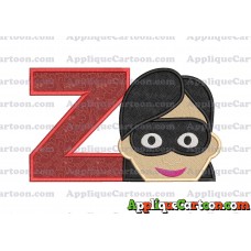 Violet Parr Incredibles Head Applique Embroidery Design (2) With Alphabet Z
