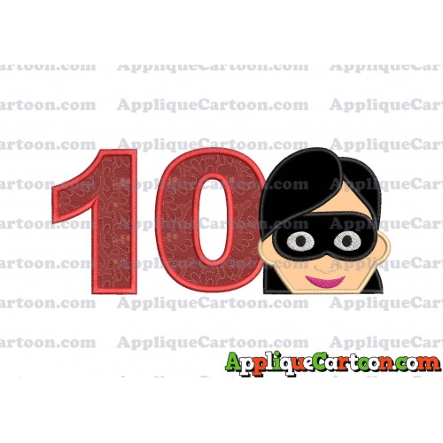 Violet Parr Incredibles Head Applique Embroidery Design Birthday Number 10