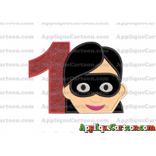 Violet Parr Incredibles Head Applique Embroidery Design Birthday Number 1