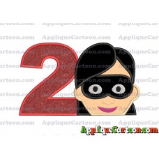 Violet Parr Incredibles Head Applique Embroidery Design Birthday Number 2