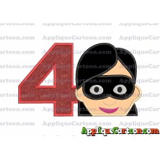 Violet Parr Incredibles Head Applique Embroidery Design Birthday Number 4