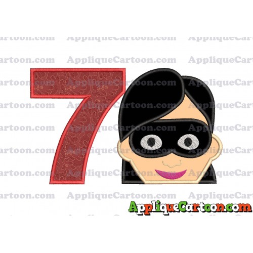Violet Parr Incredibles Head Applique Embroidery Design Birthday Number 7
