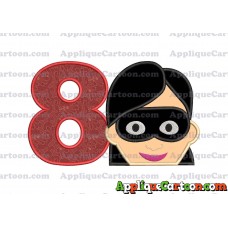Violet Parr Incredibles Head Applique Embroidery Design Birthday Number 8
