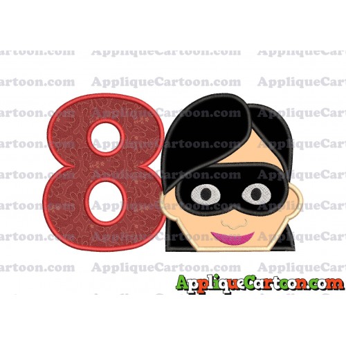Violet Parr Incredibles Head Applique Embroidery Design Birthday Number 8
