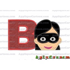 Violet Parr Incredibles Head Applique Embroidery Design With Alphabet B