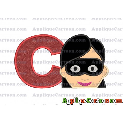 Violet Parr Incredibles Head Applique Embroidery Design With Alphabet C