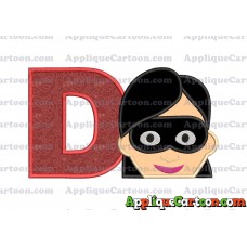 Violet Parr Incredibles Head Applique Embroidery Design With Alphabet D
