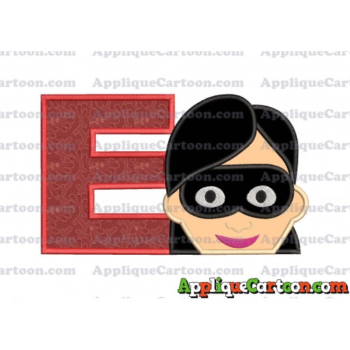 Violet Parr Incredibles Head Applique Embroidery Design With Alphabet E