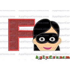Violet Parr Incredibles Head Applique Embroidery Design With Alphabet F