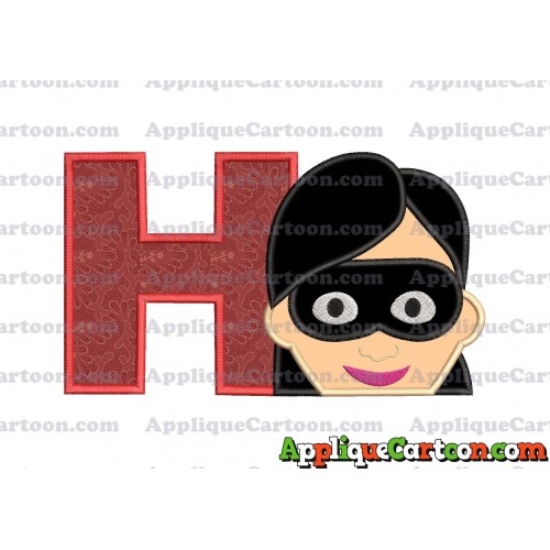Violet Parr Incredibles Head Applique Embroidery Design With Alphabet H