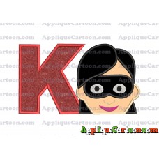 Violet Parr Incredibles Head Applique Embroidery Design With Alphabet K