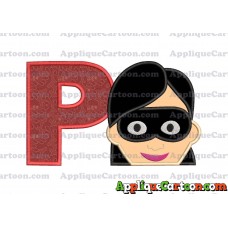 Violet Parr Incredibles Head Applique Embroidery Design With Alphabet P