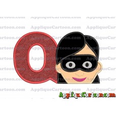Violet Parr Incredibles Head Applique Embroidery Design With Alphabet Q