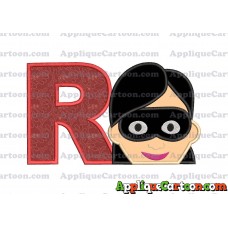 Violet Parr Incredibles Head Applique Embroidery Design With Alphabet R