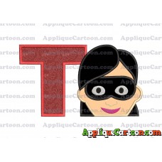 Violet Parr Incredibles Head Applique Embroidery Design With Alphabet T