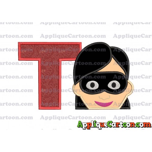 Violet Parr Incredibles Head Applique Embroidery Design With Alphabet T