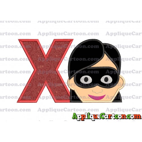 Violet Parr Incredibles Head Applique Embroidery Design With Alphabet X