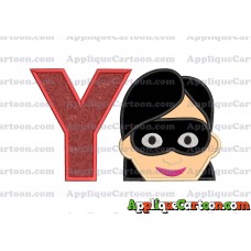 Violet Parr Incredibles Head Applique Embroidery Design With Alphabet Y