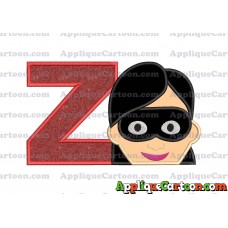 Violet Parr Incredibles Head Applique Embroidery Design With Alphabet Z