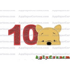 Winnie The Pooh Applique 03 Embroidery Design Birthday Number 10