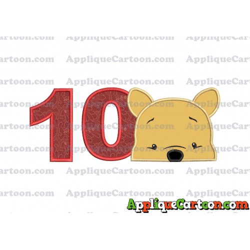 Winnie The Pooh Applique 03 Embroidery Design Birthday Number 10