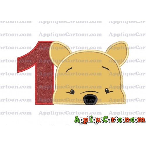 Winnie The Pooh Applique 03 Embroidery Design Birthday Number 1