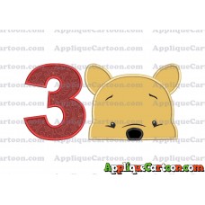 Winnie The Pooh Applique 03 Embroidery Design Birthday Number 3