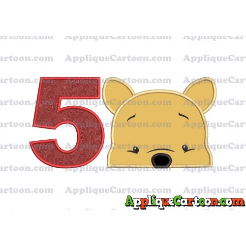 Winnie The Pooh Applique 03 Embroidery Design Birthday Number 5