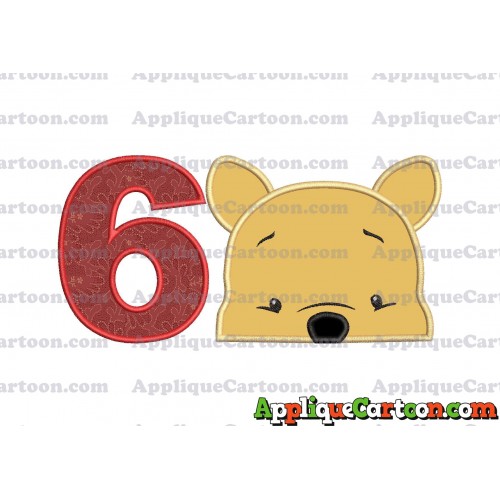 Winnie The Pooh Applique 03 Embroidery Design Birthday Number 6