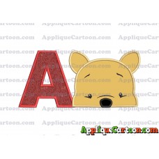 Winnie The Pooh Applique 03 Embroidery Design With Alphabet A