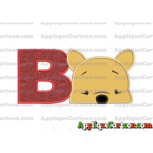 Winnie The Pooh Applique 03 Embroidery Design With Alphabet B