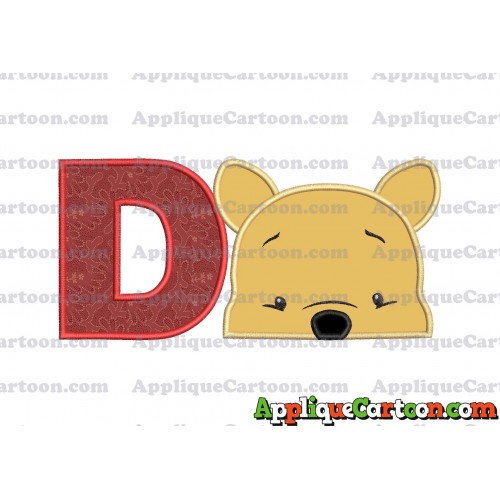 Winnie The Pooh Applique 03 Embroidery Design With Alphabet D