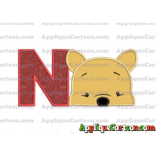 Winnie The Pooh Applique 03 Embroidery Design With Alphabet N
