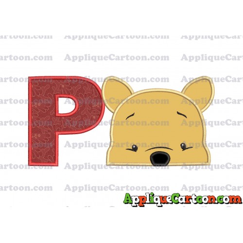 Winnie The Pooh Applique 03 Embroidery Design With Alphabet P