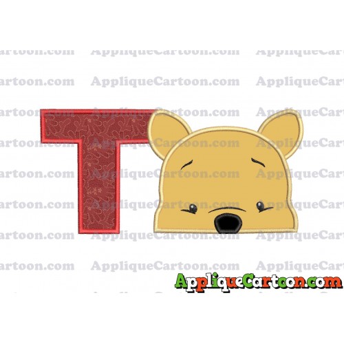 Winnie The Pooh Applique 03 Embroidery Design With Alphabet T