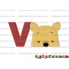 Winnie The Pooh Applique 03 Embroidery Design With Alphabet V