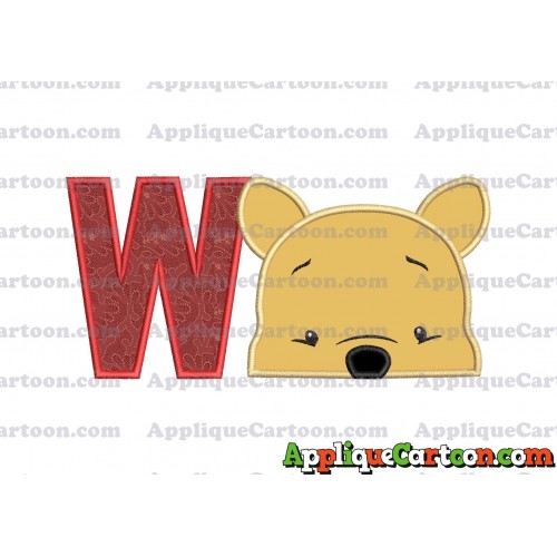 Winnie The Pooh Applique 03 Embroidery Design With Alphabet W