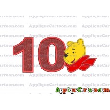 Winnie the Pooh Applique 02 Embroidery Design Birthday Number 10