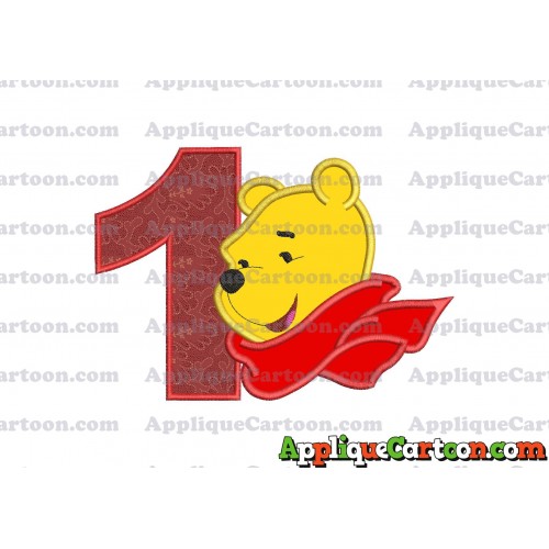 Winnie the Pooh Applique 02 Embroidery Design Birthday Number 1