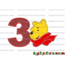 Winnie the Pooh Applique 02 Embroidery Design Birthday Number 3