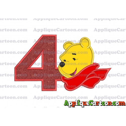 Winnie the Pooh Applique 02 Embroidery Design Birthday Number 4
